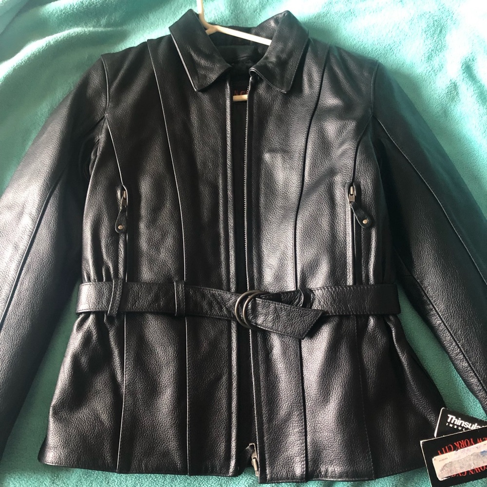 Leather motorcycle jacket
